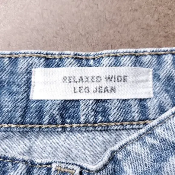 Cotton:On Relaxed Wide Leg Jeans 100% Cotton Denim Women 6 Light Blue Skater 90s - Picture 5 of 13